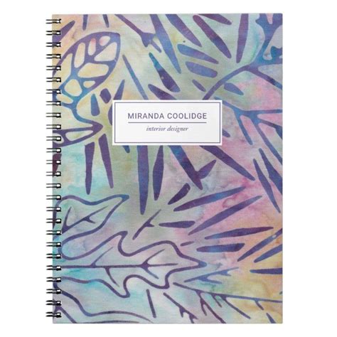 Personalized Boho Batik Purple And Pastel Pattern Notebook