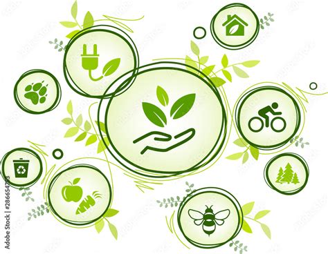 Vetor De Sustainability Icon Concept Environment Green Energy