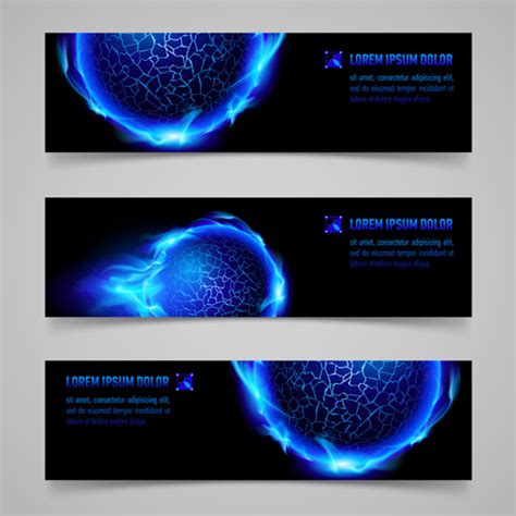 Shiny Blue Elements Banners Vector Set Vectors Graphic Art Designs In