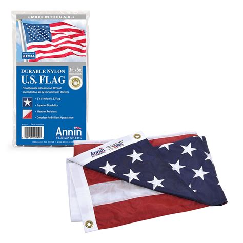 American Flag 3 X 5 Nylon Solarguard Nyl Glo With Sewn Stripes