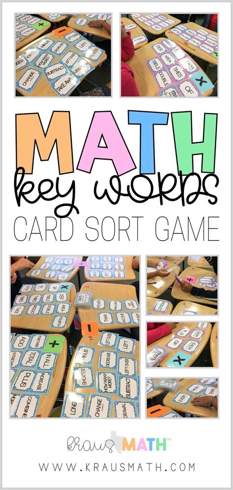 Math Key Words Card Sort Math Key Words Kraus Math Math Flash
