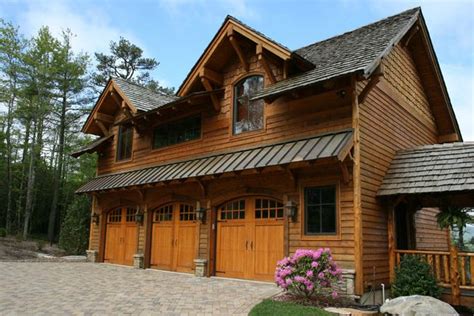 Garage With Guest Lodge Loft Cabin Homes Log Homes Garage With
