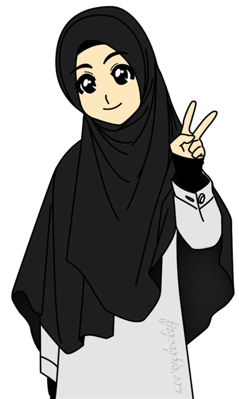 44 Gambar Kartun Muslimah Comel Hitam Putih Galeri Kartun Hd