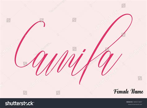 Camilafemale Name Calligraphy Cursive Dork Pink Stock Vector Royalty
