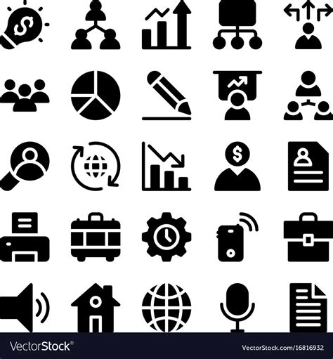 Project Management Solid Icons Royalty Free Vector Image