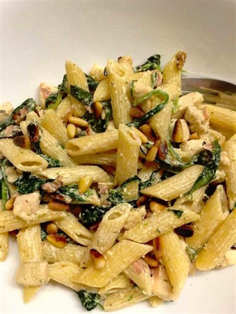 Pasta boursin met spinazie