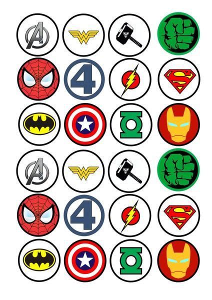 24 Avengers Super Hero Logos Cupcake Fairy Cake Icing Topper