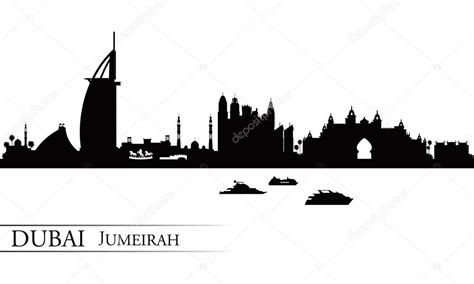 Dubai Jumeirah Skyline Silhouette Background Stock Vector By ©rayof