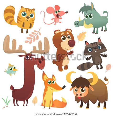Cartoon Woodland Animals Set Vector Illustratation Stock Vector