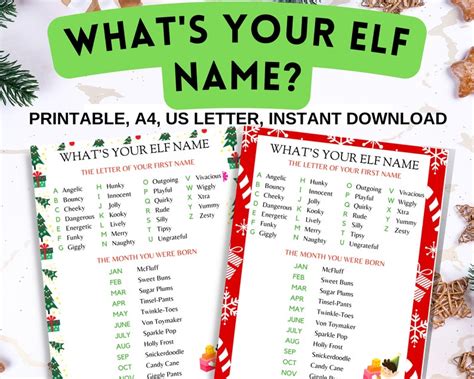 Whats Your Elf Name Printable Game Elf Name Game Christmas Elves