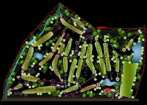 Cad Drawing Sport Field 18 Hole Golf Course Layout 1