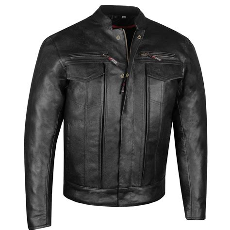 Buy Mens Commuter Premium Natural Buffalo Leather Motorcycle Jacket Ce Armor Conceal Carry