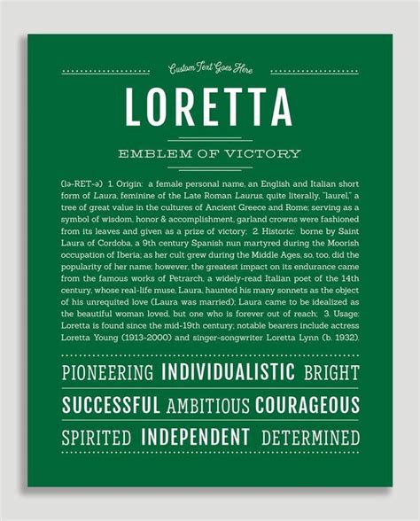 loretta name art print names classic names words