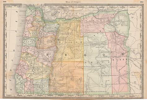 Old And Antique Prints And Maps Usa Oregon Map Hardesty 1883