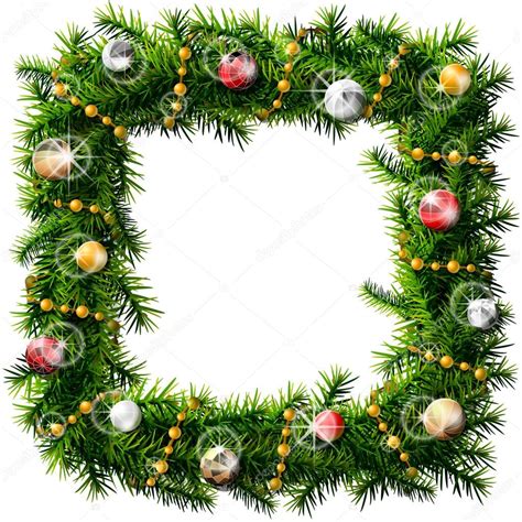 Christmas Square Wreath With Decorative Beads And Balls — Stock Vector