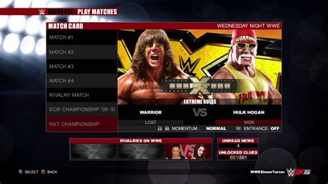 Wwe 2k15 Nxt Championship Ultimate Warrior Vs Hulk Hogan Youtube