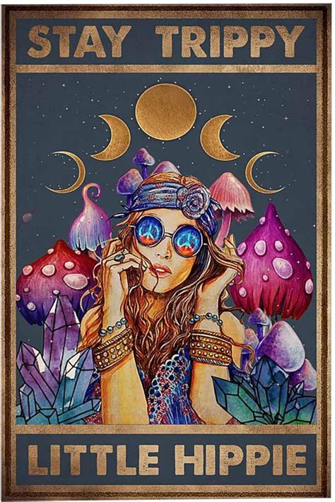 Stay Trippy Little Hippie Poster No Framecanvas With Frame Etsy