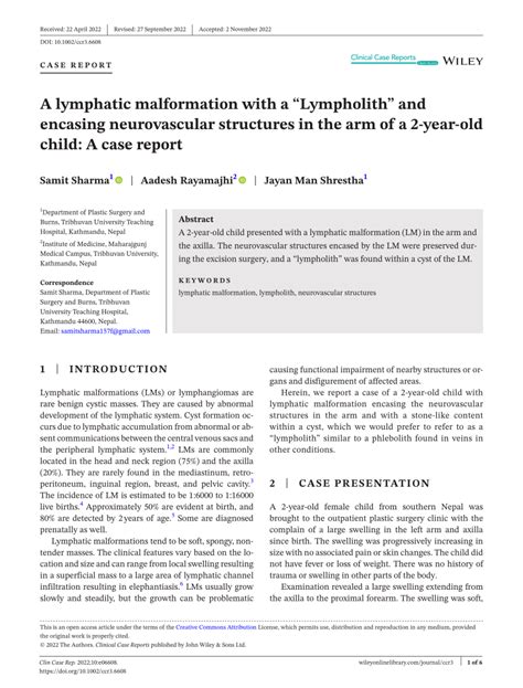 Pdf A Lymphatic Malformation With A “lympholith” And Encasing
