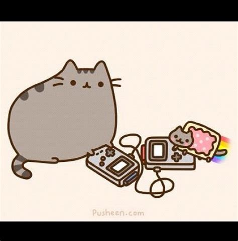 Pusheen The Cat And Nyan Cat Playing Video Games X Nyan Cat Kittens