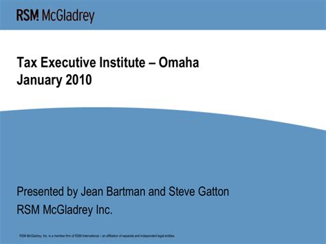 Meeting Presentation Tax Executives Institute Inc