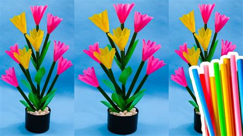 Cara Membuat Bunga Dari Sedotan Kreatif Mudah Banget How To Make