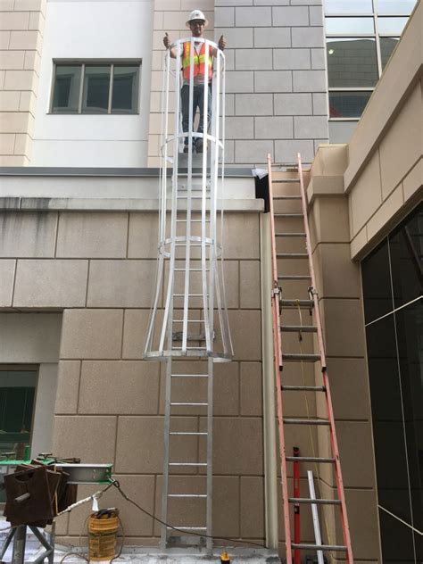 Custom Fixed Ladder With Safety Cage
