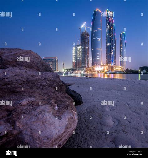 Etihad Towers In Abu Dhabi At Sunrise Uae Stock Photo Alamy