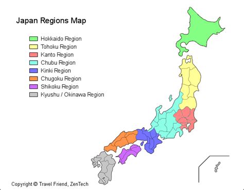 The population of 127 million is the world's tenth largest. Map of Japan : Japan Regions Map : Travel Friend, ZenTech