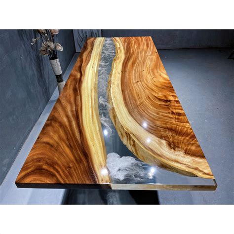 Custom Epoxy Resin Clear Ocean Wave Resin Coffee Table Wood Etsy