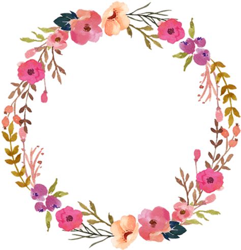 Ftestickers Watercolor Wreath Floral Colorful Pink Flower Wreath Png
