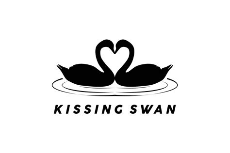 Kissing Swan Silhouette Love Ripple Wave Graphic By Artpray · Creative