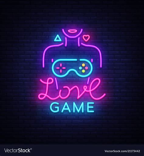 Video gaming content generated $6.5 billion in revenue in 2019, according to superdata, a nielsen company that tracks the video game industry. Video games conceptual logo love game neon Vector Image