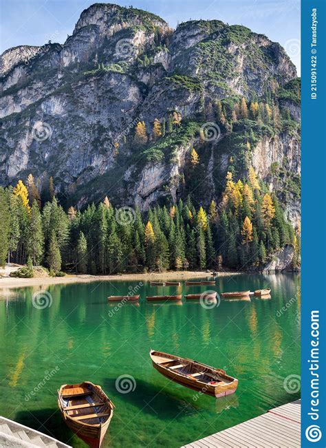 Famous Lake Braies In Italy Stock Photo Image Of Background Journey