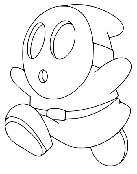 Shy Guy Mario To Color Coloring Page Free Printable Coloring Pages