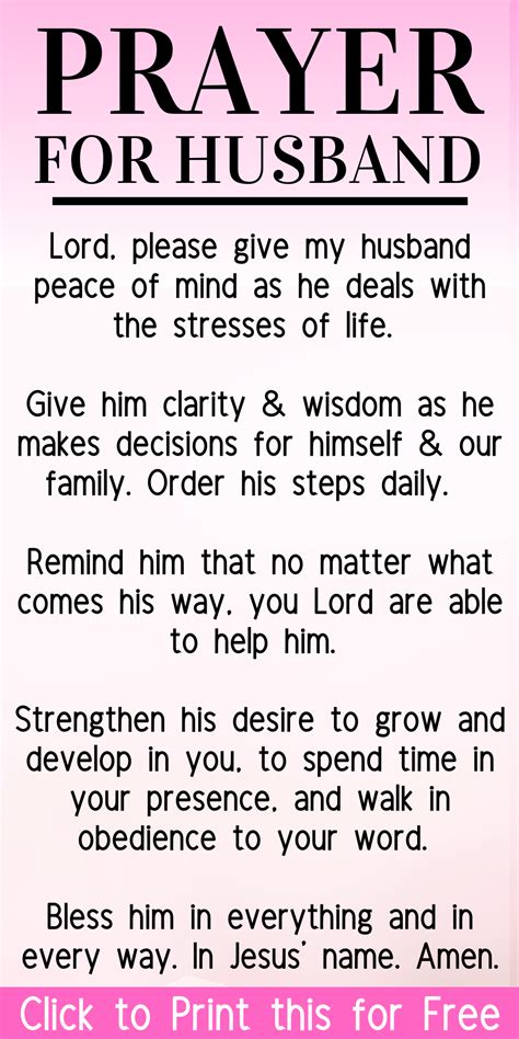 here s a prayer for your husband it s a short prayer that asks for god s help as he deals with