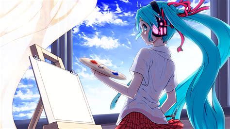 Wallpaper Illustration Anime Blue Cartoon Vocaloid Hatsune Miku
