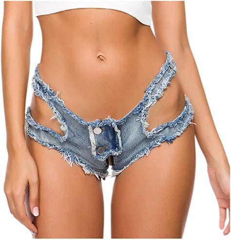Women S Low Waist Sexy Hot Pants Ultra Short Hole Denim Shorts Summer Mini Clubwear With Zipper