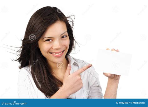 Woman Holding Blank Paper Sign Card Stock Image Image Of Isolated Copy 10224907