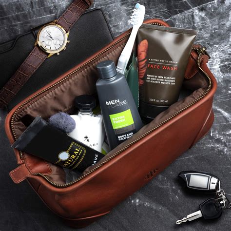 Executive Leather Toiletry Bag For Men Large Leather Dopp Kit