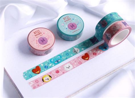 Bt21 Blue And Pink Washi Tape Cute Bts Washi Tape Cute Etsy Uk