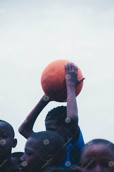 Black African Children Playing Soccer In A Rural Area Editorial Stock