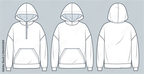Set Of Hoodie Technical Fashion Illustration Hooded Sweatshirt Fashion