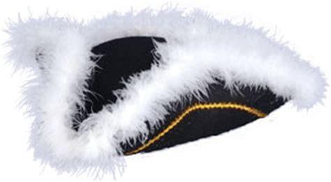 Deluxe Black Pirate Tricorn Costume Feather Trim Hat