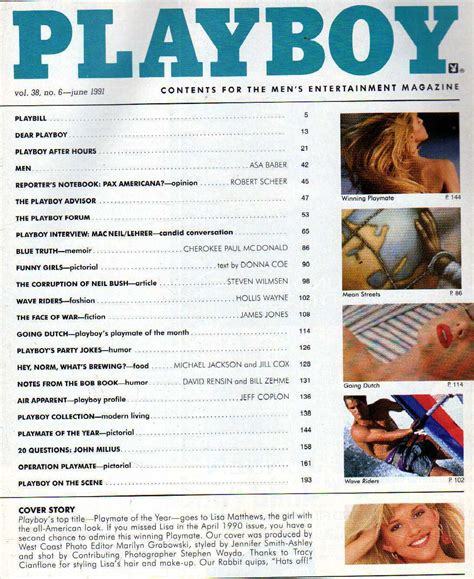 Men S Magazine Playboy Us Issue No Lisa Matthews Rhonda