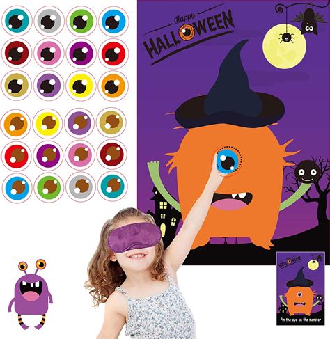 Funnlot Halloween Games Halloween Party Games For Kids Pin The Eye On