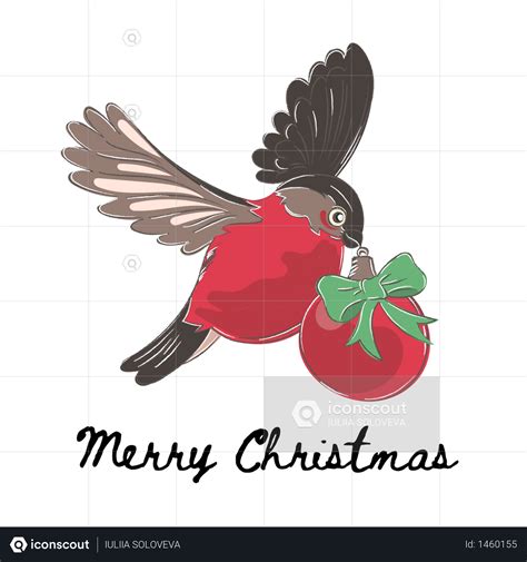 Best Premium Bullfinch Christmas Cartoon Winter Bird Illustration