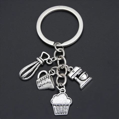 1pc T For Cooks Chefs Baker Keychain Measuring Spoons Key Ring Key