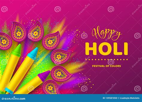 Happy Holi Colorful Design For Festival Of Colors Stock Illustration