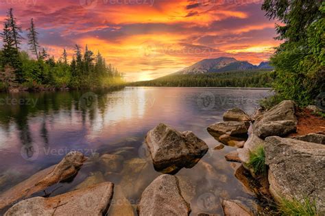 Awesome Nature Landscape Beautiful Scene With High Tatra Mountain