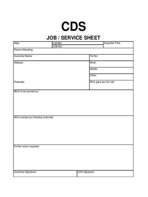 job sheet examples samples  google docs